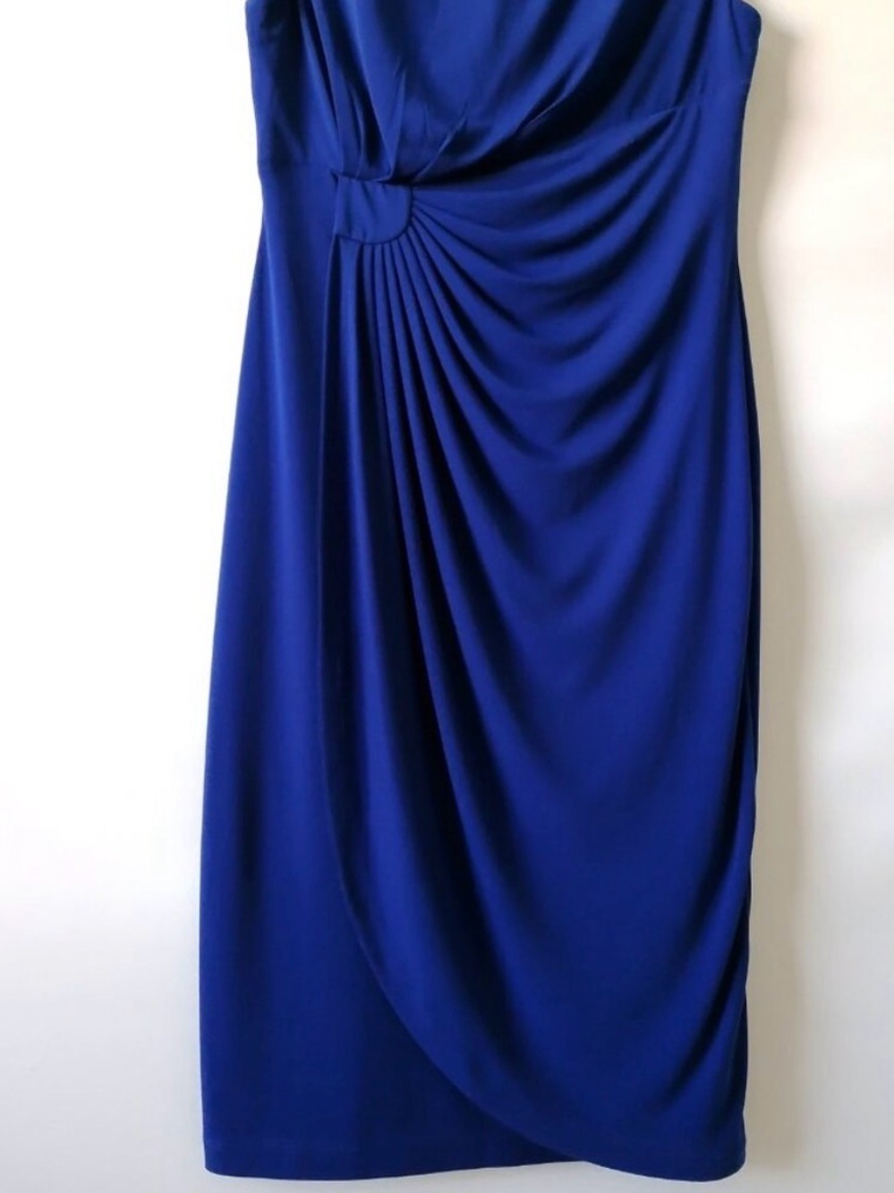 connected apparel Cobalt Blue Sleeveless Draped Midi Dress - Picture 3 of 5